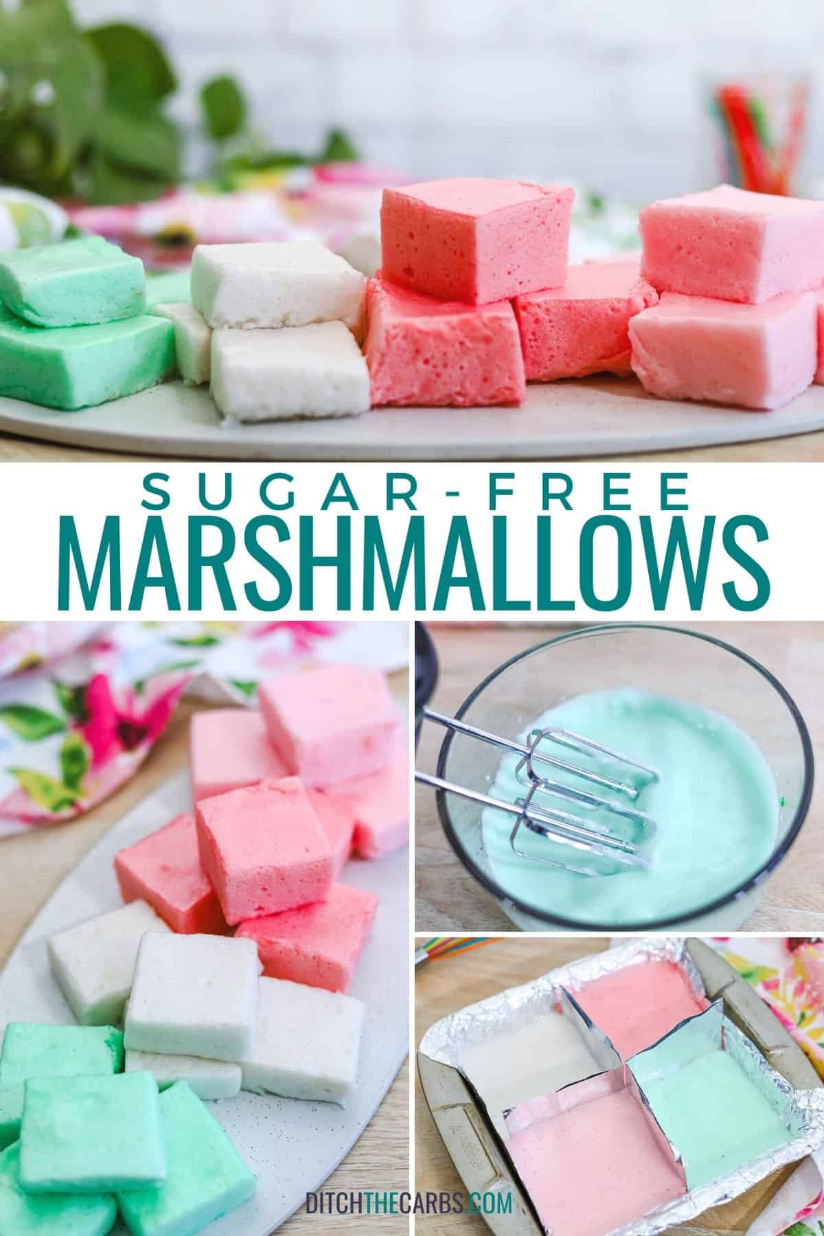 collage of how to make sugar-free marshmallows