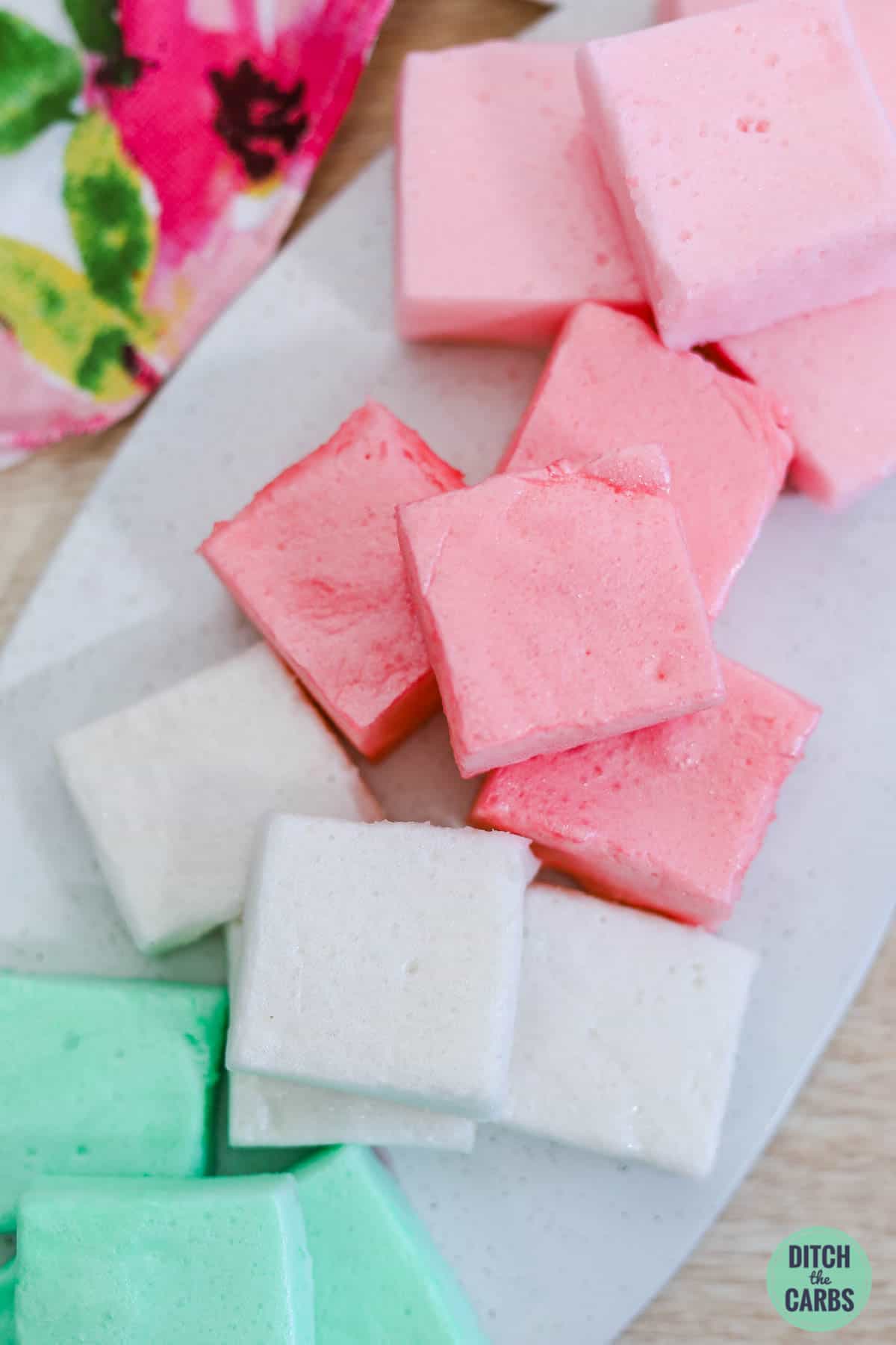 sugar-free marshmallows on a white plate