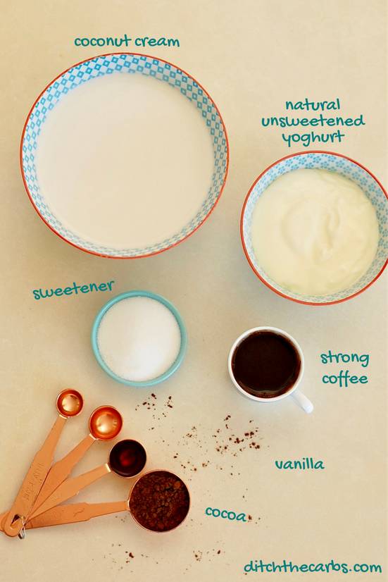 Yoghurt sweetener coffee and measuring spoons