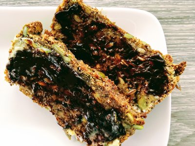 low carb bread like vogels spreaded with vegemite and marmite 