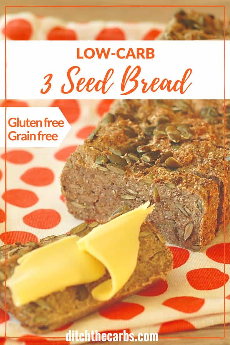 THIS IS IT!!! The famous low-carb 3 seed bread that kiwis and Aussies are raving about. Perfect with melted butter and vegemite or marmite. Gluten free, grain free and super easy recipe to make. | ditchthecarbs.com