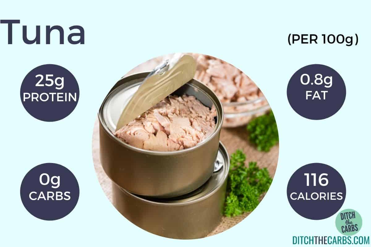 carbs and protein in vegetarian food showing tuna
