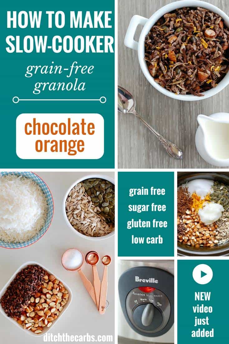 Collage of grain free granola cooking instructions
