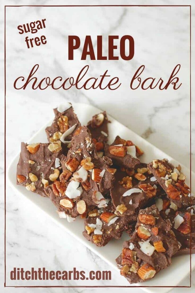Chocolate bark covered with nuts