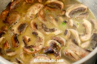 A close up of mushroom soup