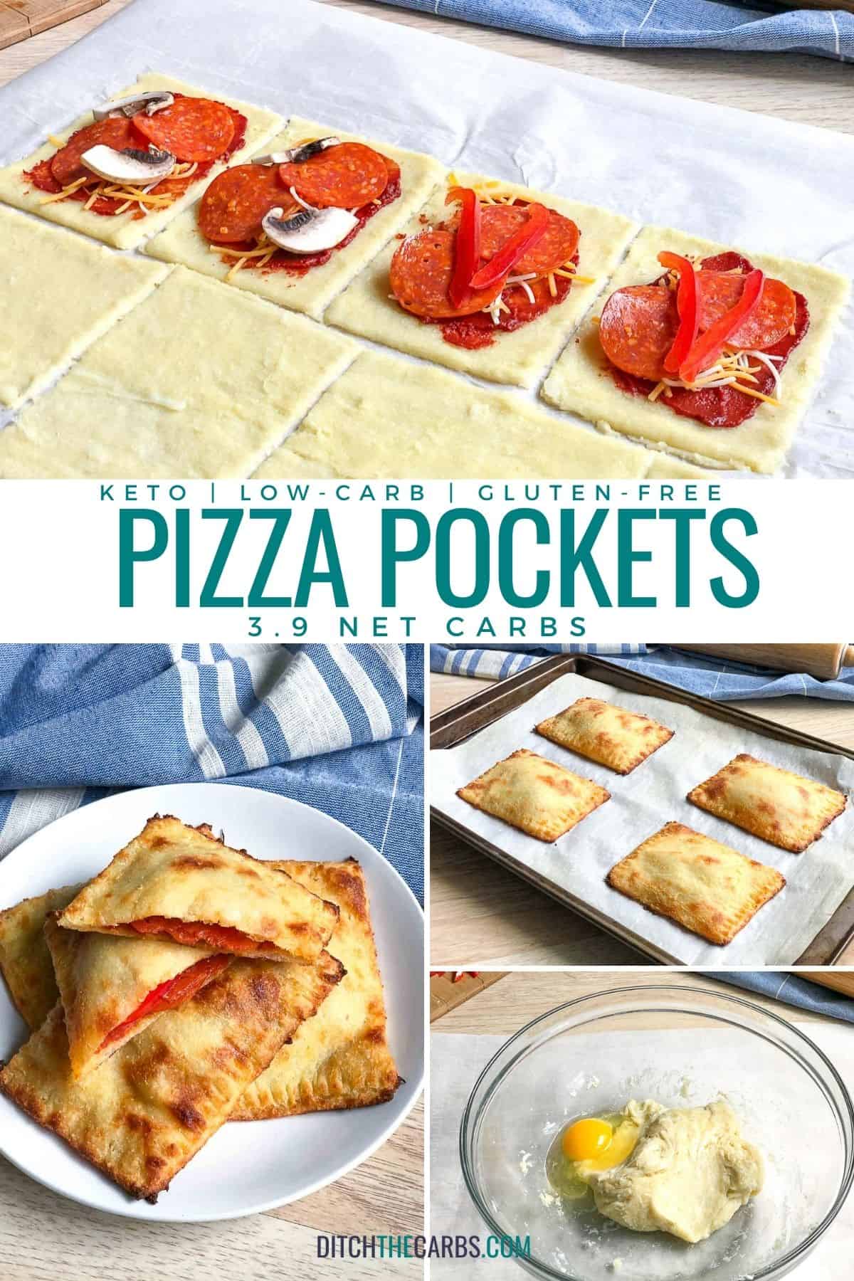 collage of how to make keto hot pockets