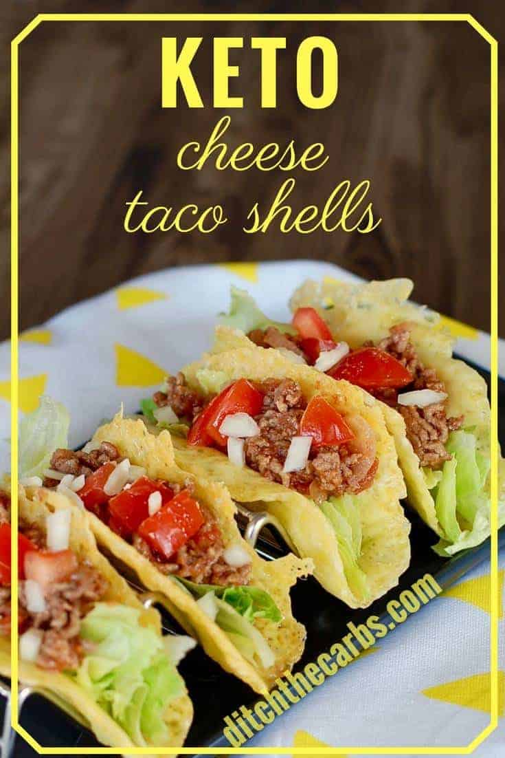 Keto Cheese Taco Shells served on taco stand