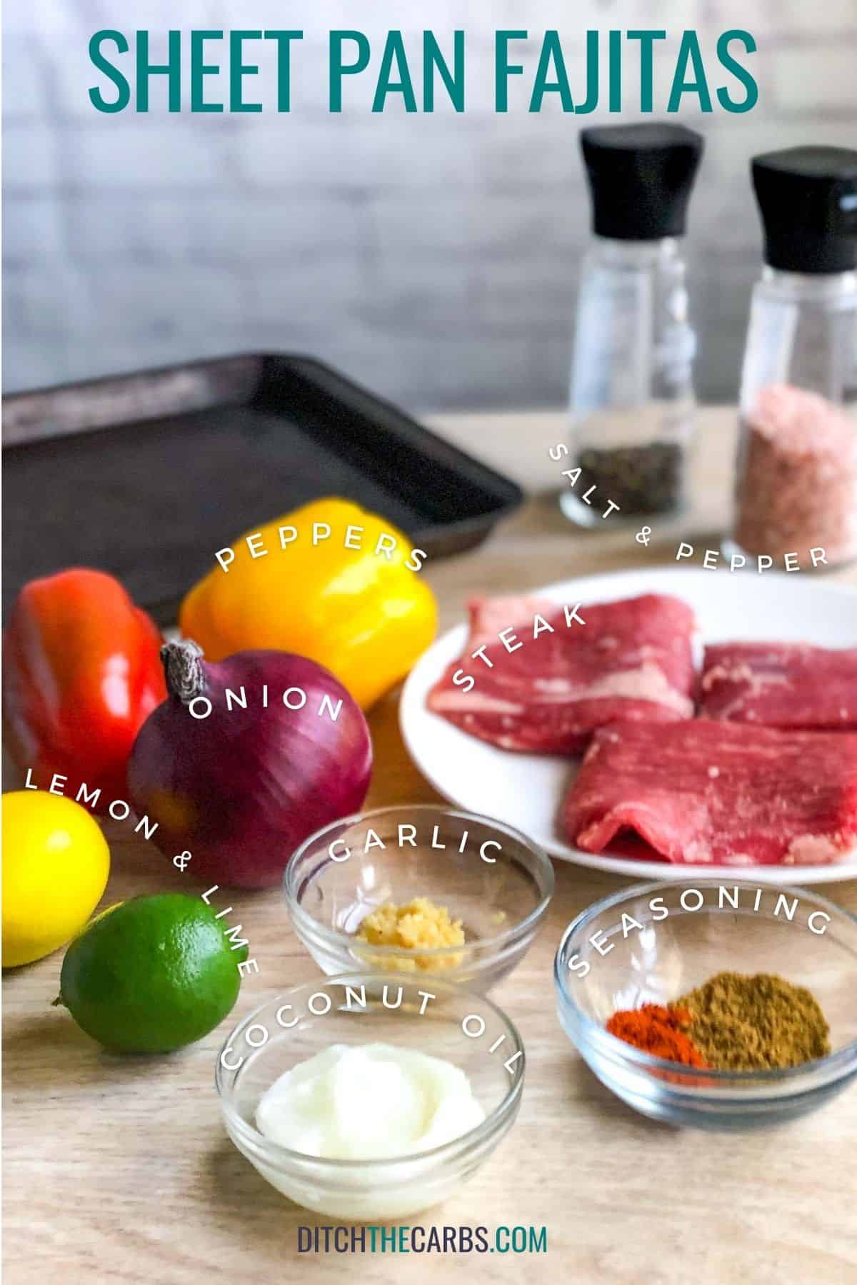 ingredients for Keto steak fajitas