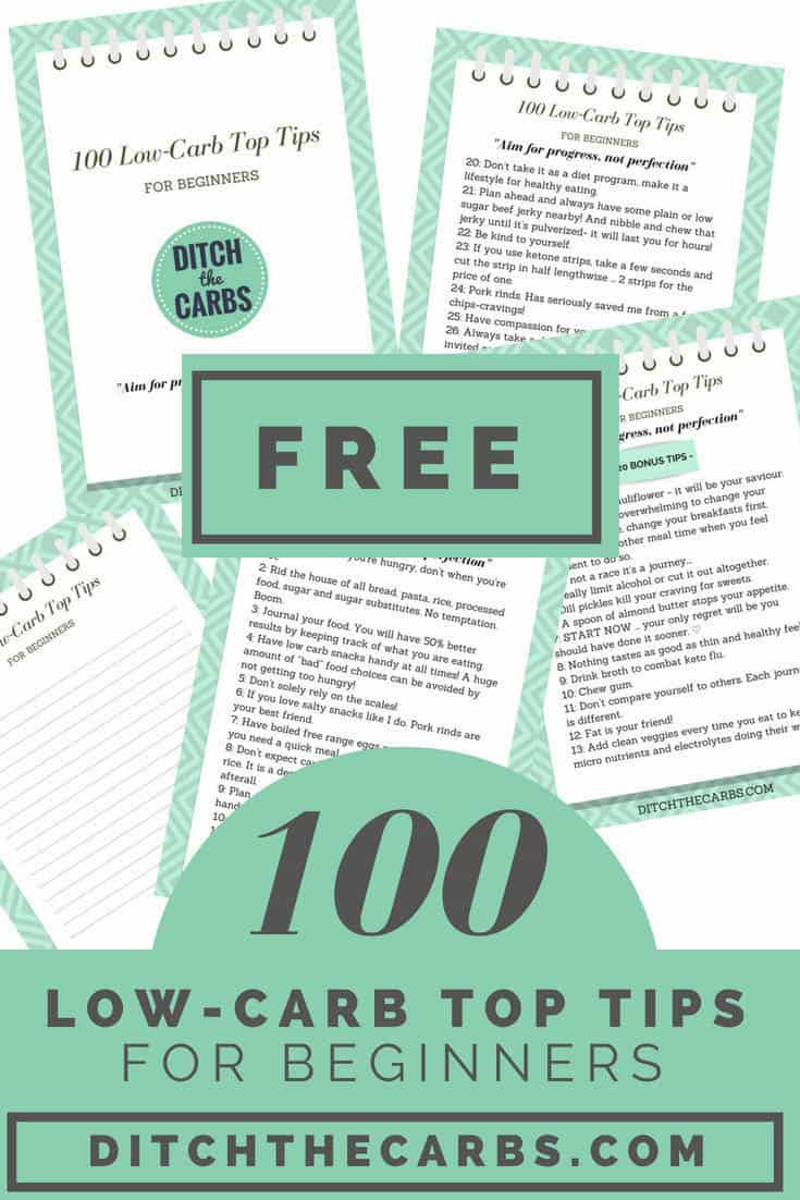 Mockup of the 100 low-carb top tips ebook