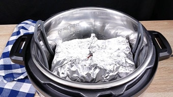 Foil-wrapped meatloaf in the Instant Pot 