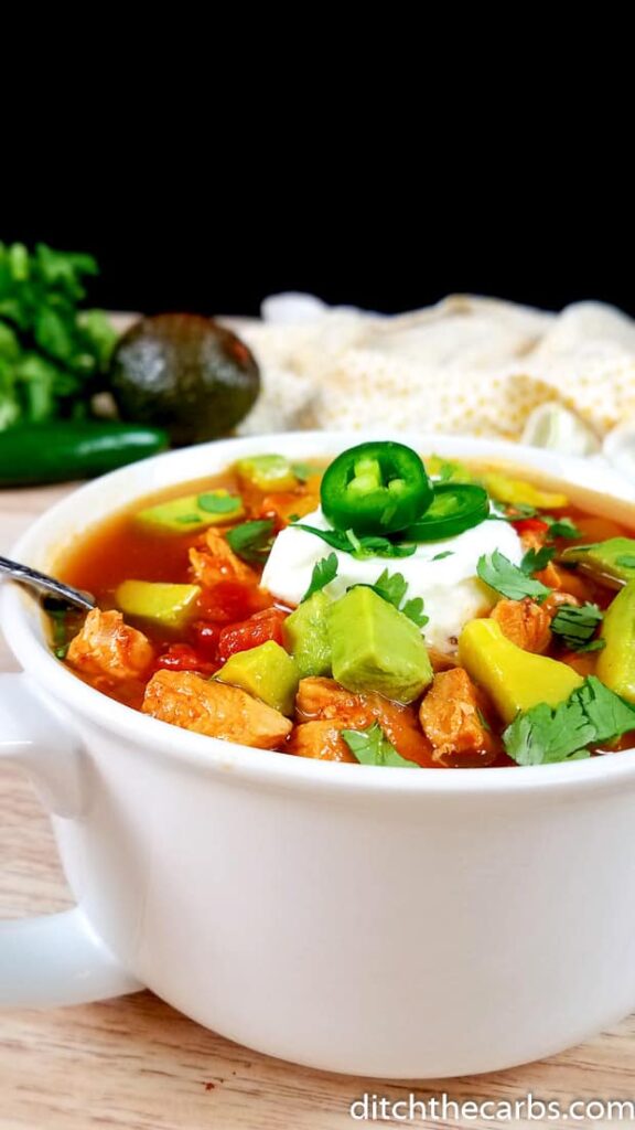 Wow! Instant Pot Chicken Taco Soup! What a great family meal. #ditchthecarbs #lowcarb #keto #glutenfree #sugarfree #healthy