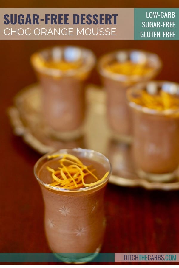 Mini glasses filled with orange chocolate mousse