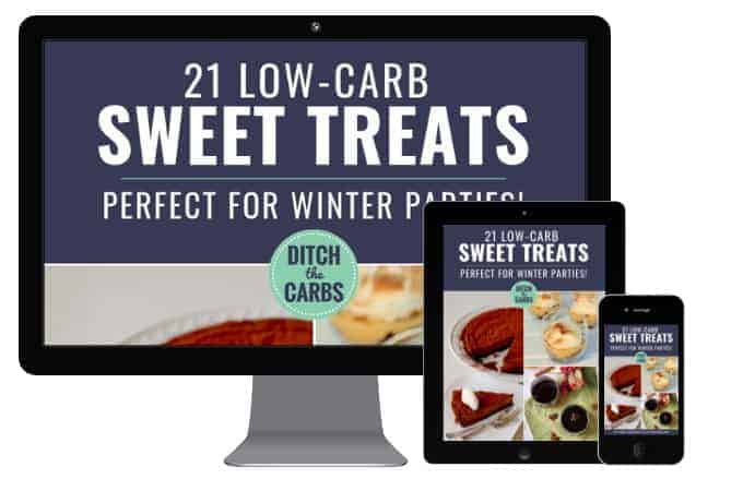 21 Low-Carb Sweet Treats cookbook mockup on various devices