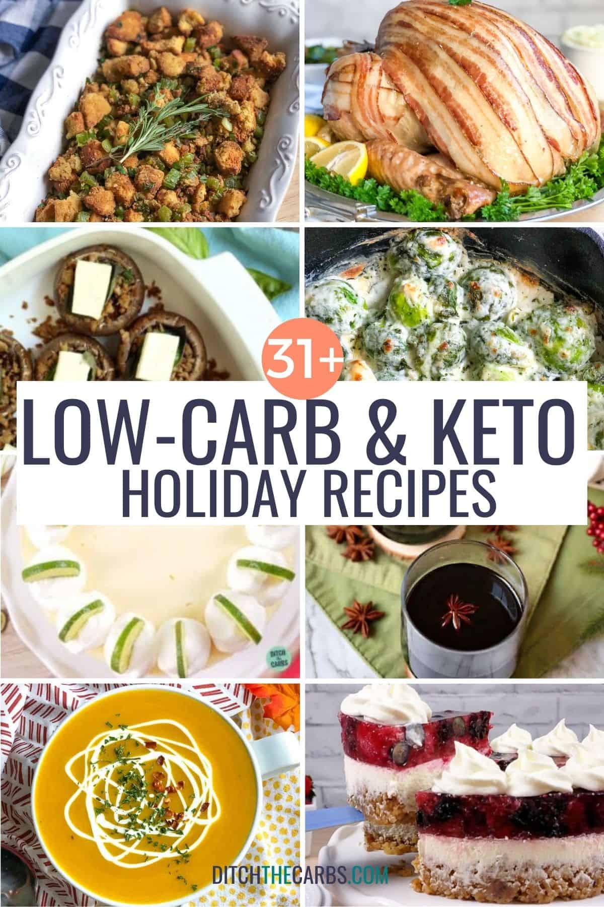 collage of the best low-carb and keto holiday recipes