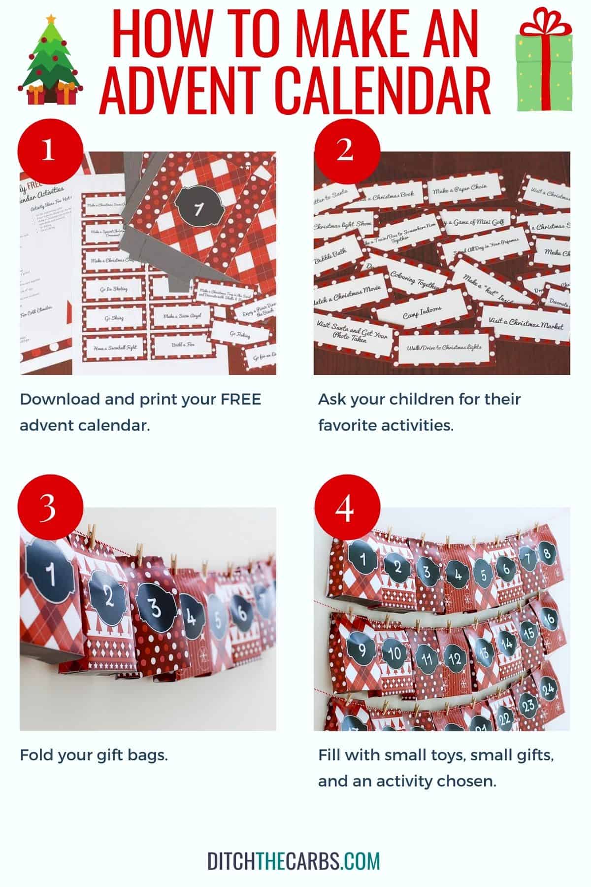 collage of how to make Homemade advent calendar