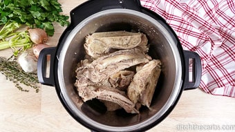 A bowl of bones into the Instant Pot and bone broth