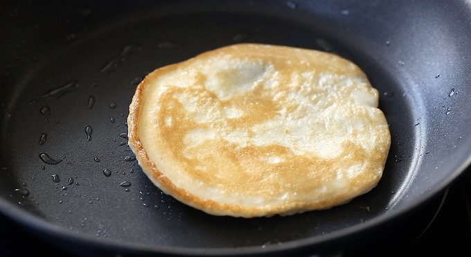 coconut flour tortilla in a frying pan