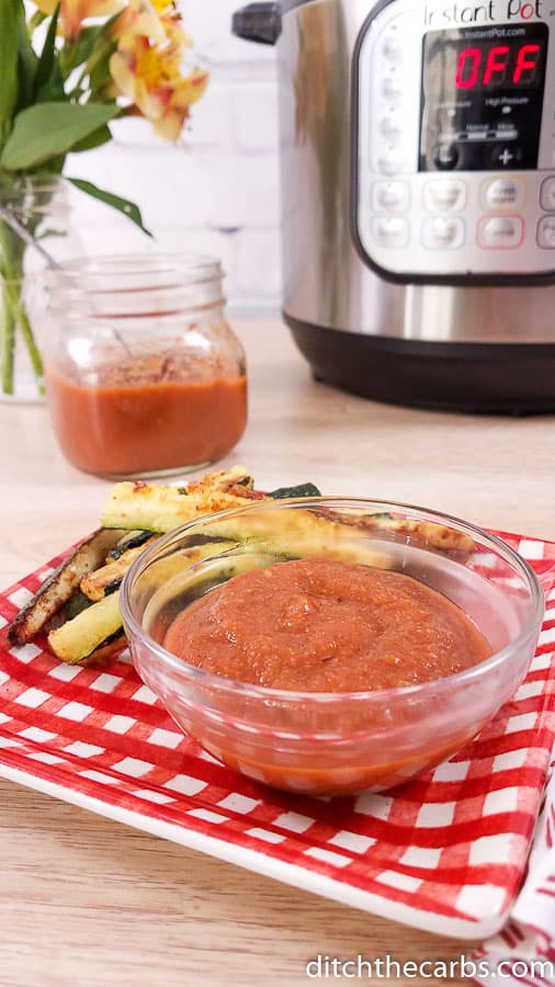 Delicious home-made ketchup served with fried vegetables