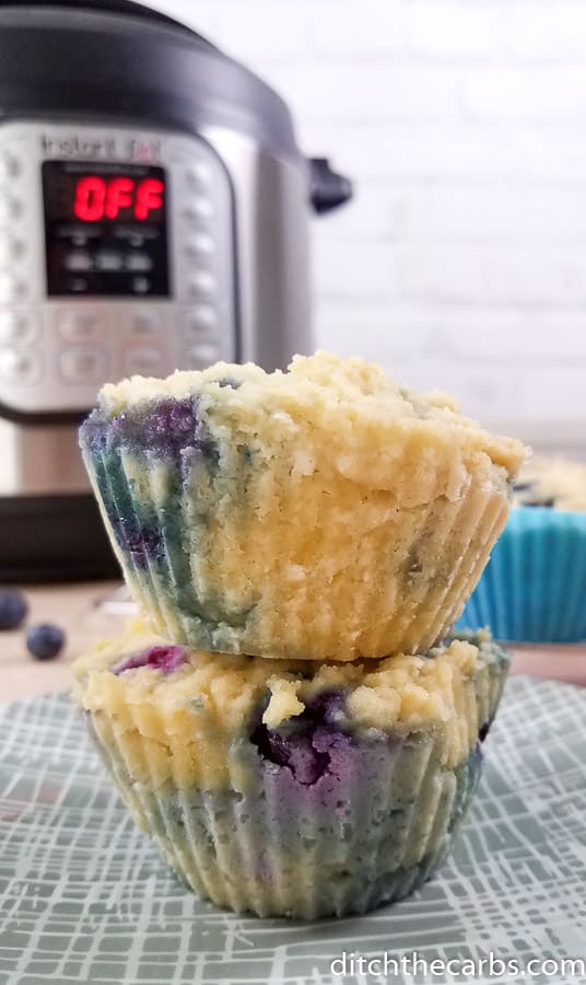 Cooked blueberry muffins from the instant pot
