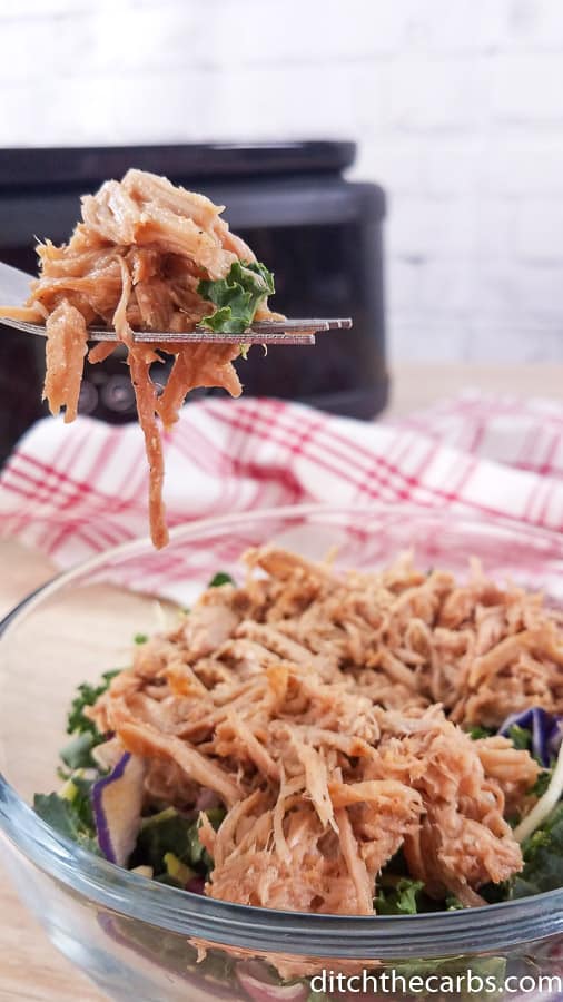 Keto Slow Cooker Pulled Pork that packed with flavor! #ketoslowcookerpulledpork #slowcooker #pulledpork #ditchthecarbs #lowcarb #keto #glutenfree #sugarfree #healthyrecipes #familymeals