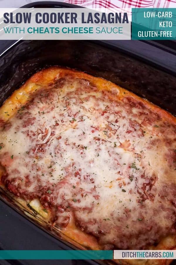 lasagna cooked and sitting in the slow cooker
