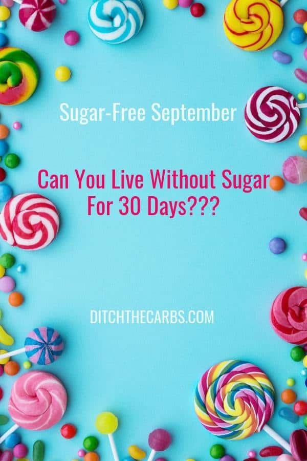Sugar-Free September heading with lollipops