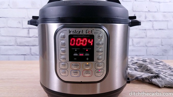 Instant pot with four minutes on the timer