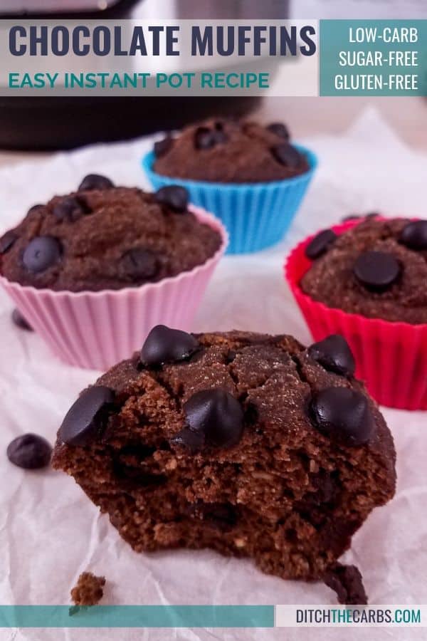 You will love these tasty low-carb chocolate muffins! #InstantPotLowCarbChocolateMuffins #InstantPot #ChocolateMuffins #ditchthecarbs #lowcarb #keto #glutenfree #sugarfree #healthyrecipes #familymeals