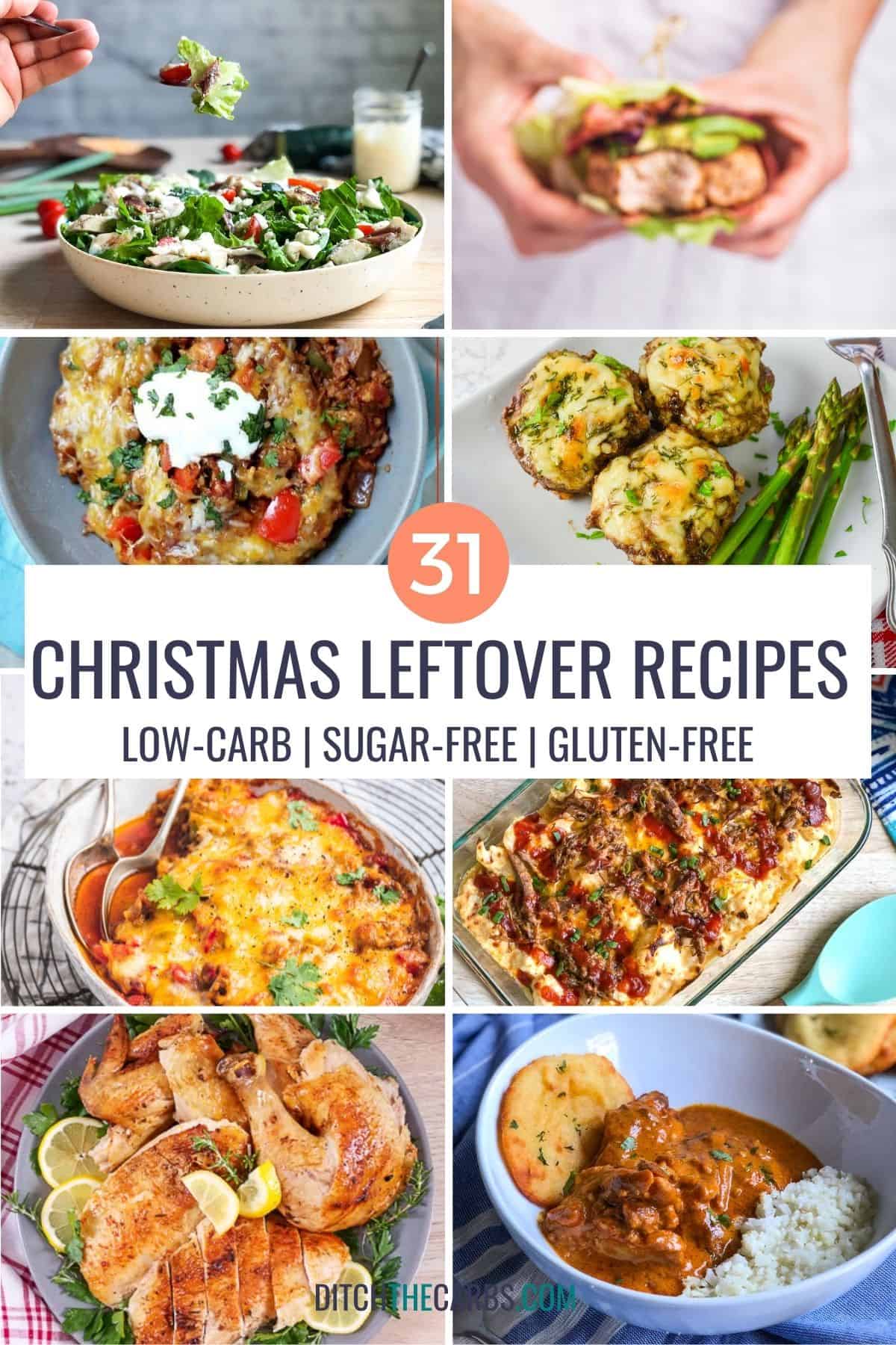 Collage of 31+ Christmas leftover recipes