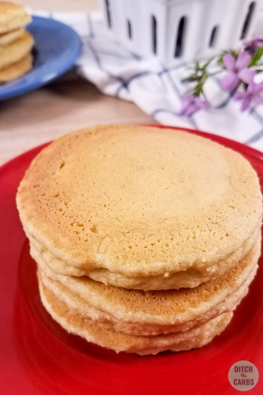 Pancakes cooked and stacked on a plate
