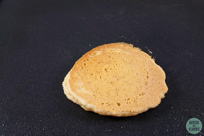 Pancake batter being cooked in the frying pan