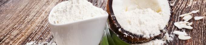 A close up of coconut and coconut flour