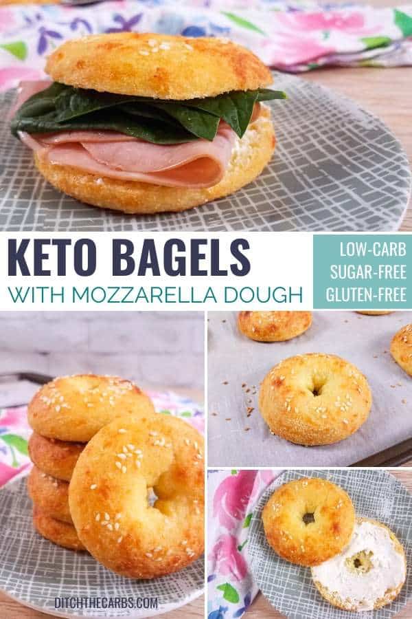 Photo collage of mozzarella dough bagels 