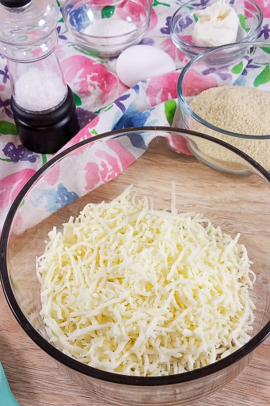 A bowl of shredded cheese
