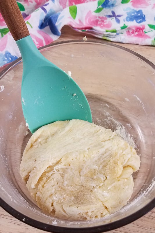 A bowl of mozzarella dough
