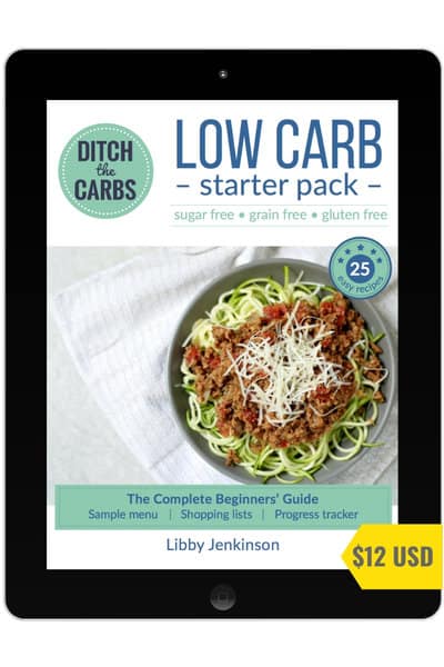 Front cover of the low-carb starter pack cookbook