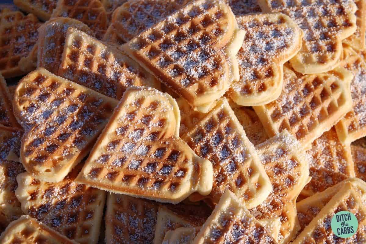 little heart shaped sweet keto waffles and