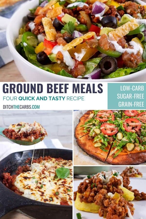 4 low-carb ground beef recipes Pinterest image