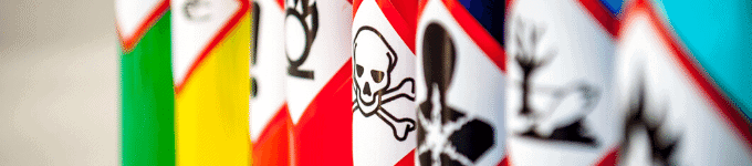banner showing toxic symbols