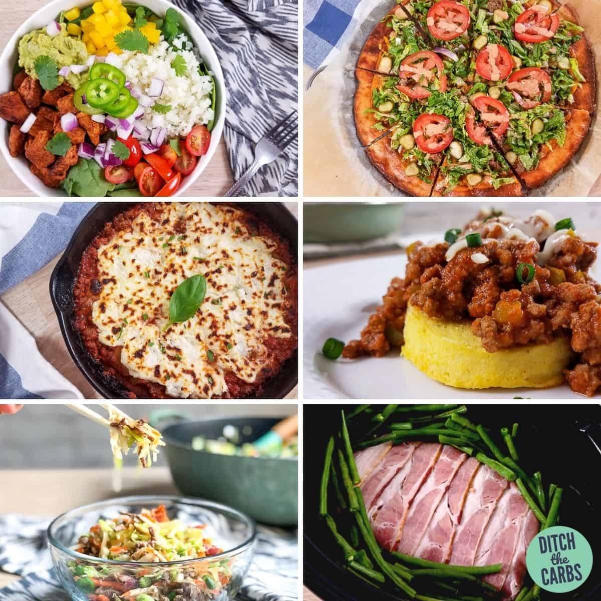 featured image for low-carb ground beef meal prep collage