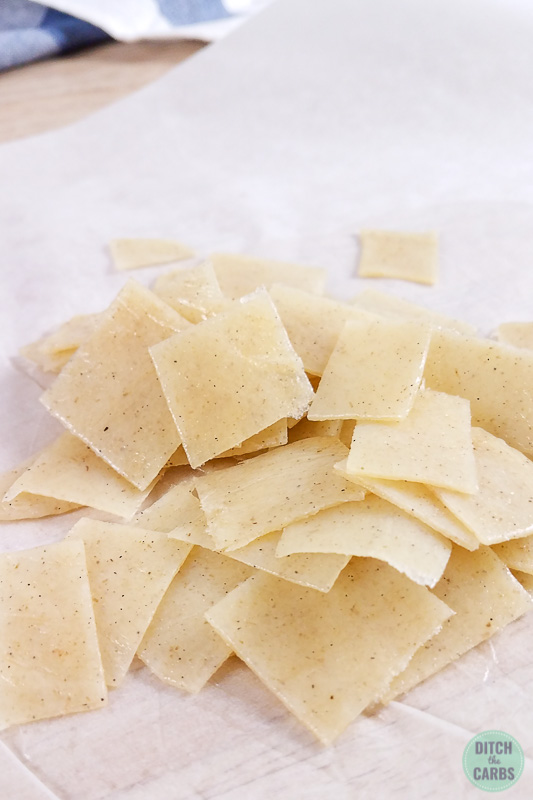 low-carb keto pasta cut into squares