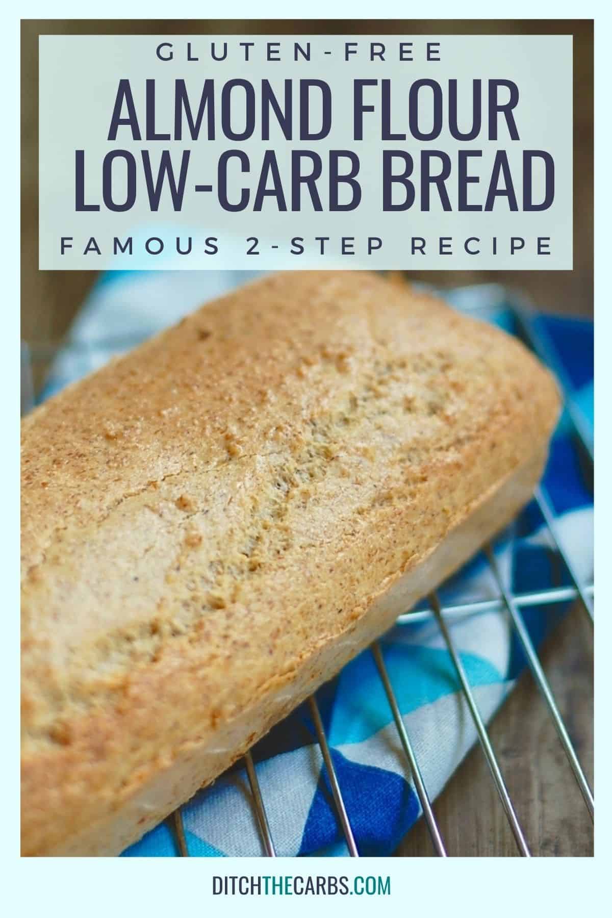 low-carb almond flour bread on a wooden chopping board