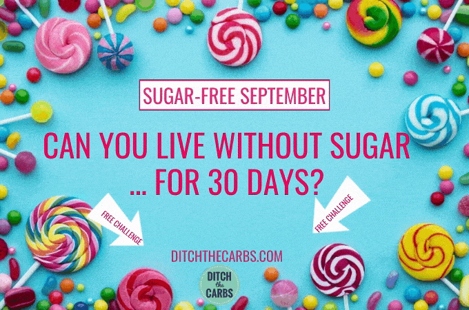 Sugar-free September 2020 promotional image with candy