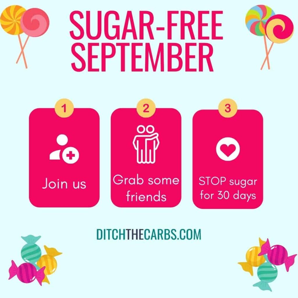 pink graphic showing how to give up sugar