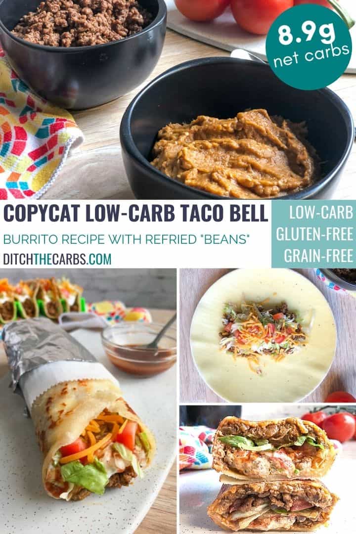 collage showing ways to serve Keto Taco Bell Copycat Recipes