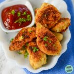 low-carb chicken nuggets served with salsa