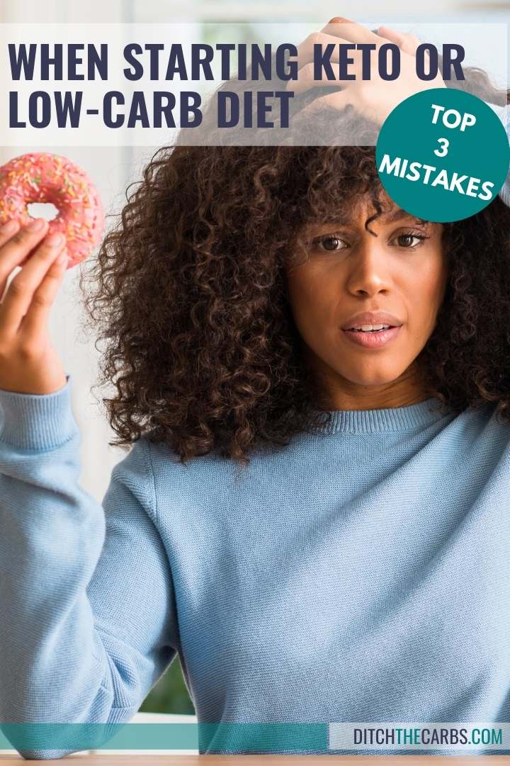 woman eating donut wondering about the Top 3 Mistakes When Starting Low-Carb and Keto Diets