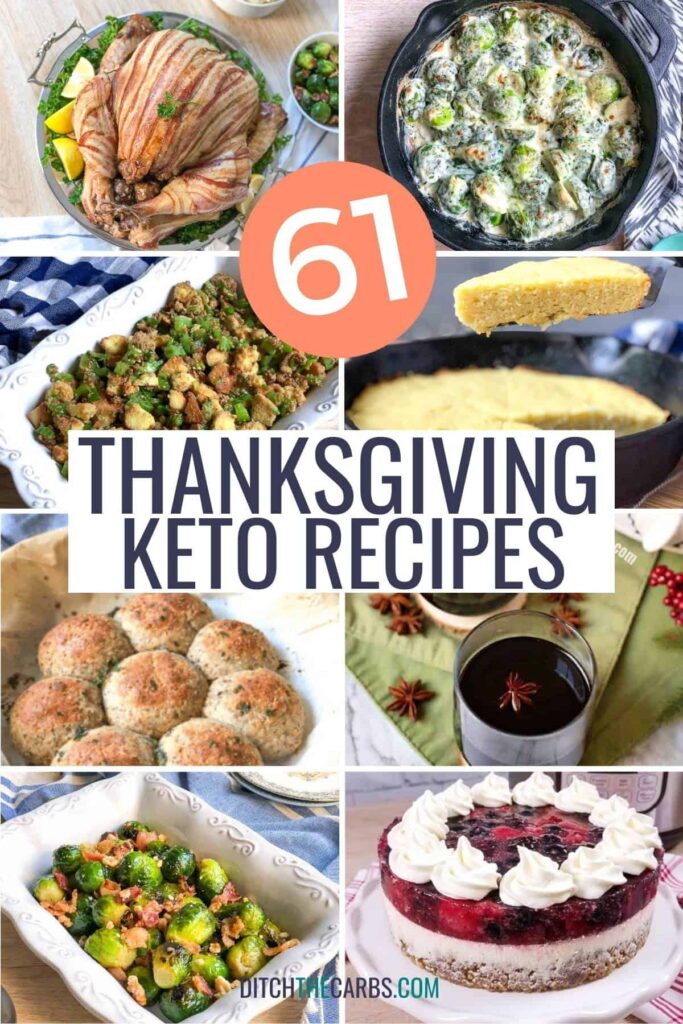 collage of 61 keto Thanksgiving recipes