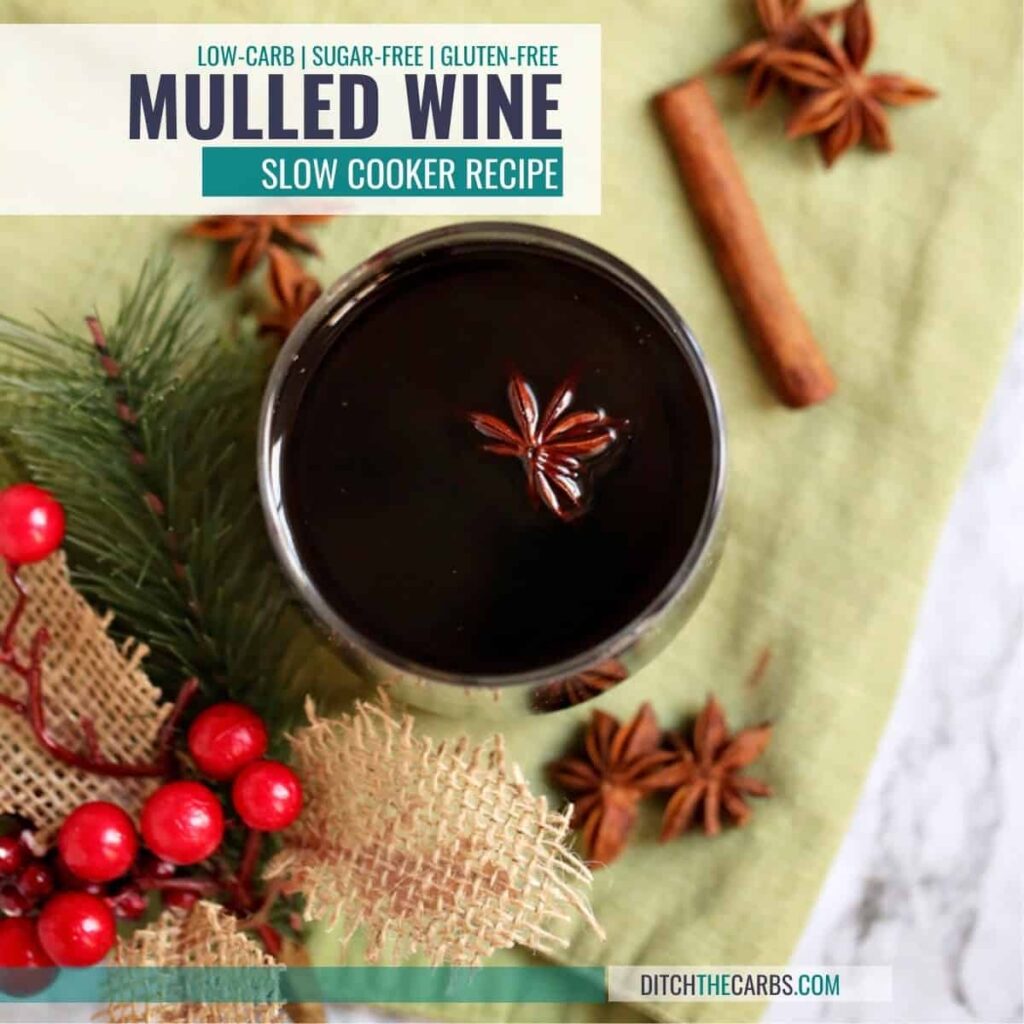 single glass of mulled wine cinnamon and star anise
