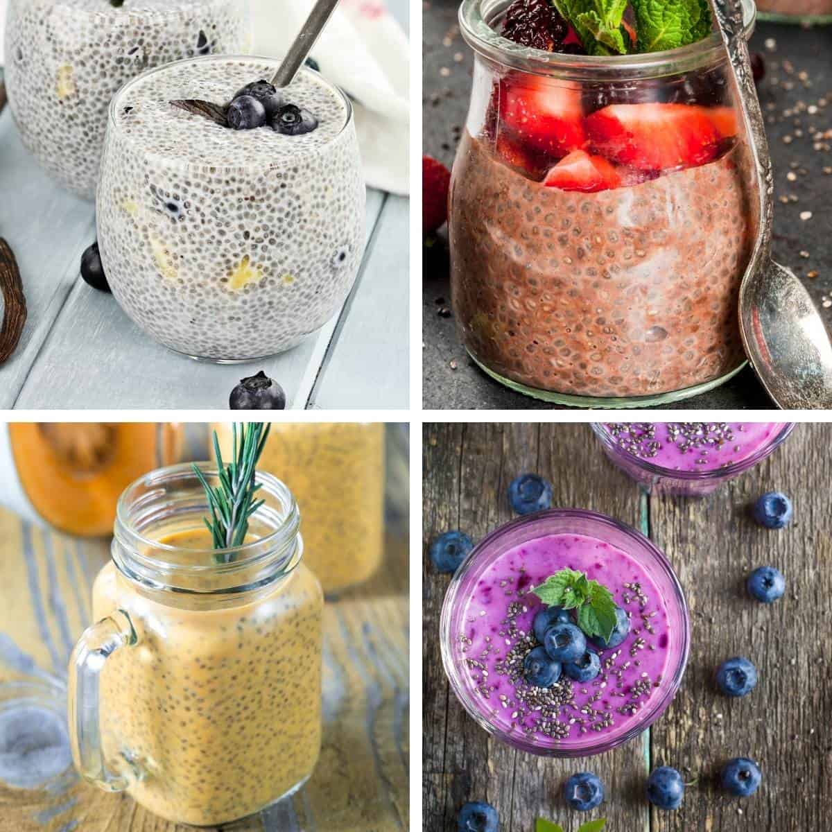 collage of 4 chia breakfast ideas